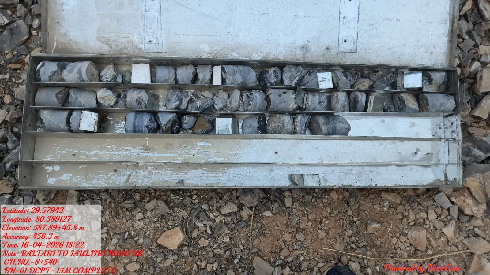Rock core samples collected during geotechnical investigation